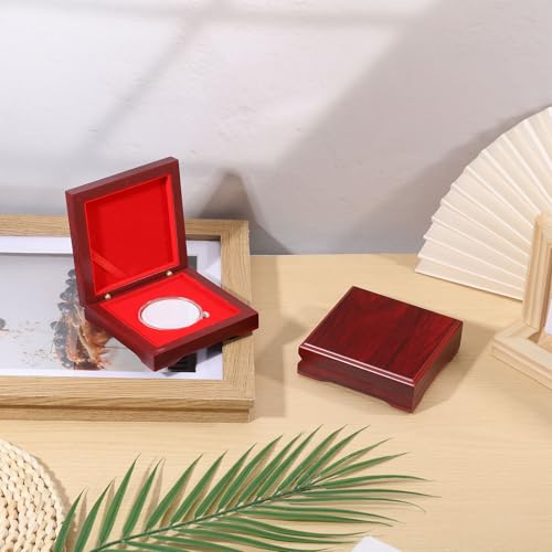 Caja de Madera para Monedas 2 Pzs 50mm con Forro de Terciopelo miniatura 5