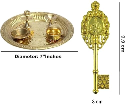 Thali de Pooja en laiton ciselé main avec clé Kuber Kunji BRACOP