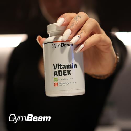 GymBeam Vitamin ADEK (Kapseln) - mit fettlöslichen Vitaminen (A, D, E, K), unterstützt Immunsystem, gesunde Knochen, Haut und Schleimhäute, Eisenstoffwechsel, Sehkraft und Muskelfunktion, 90 caps