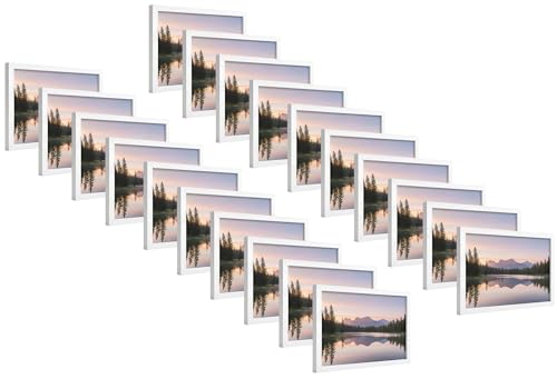 Image of 4x6 Inch Wooden Photo Frame | Fits 4x6 Photos | 0.5 mm Unbreakable Acrylic Front | Wall & Tabletop Display | Lightweight Gallery Style Frame for Home & Office (20, Elegant White)