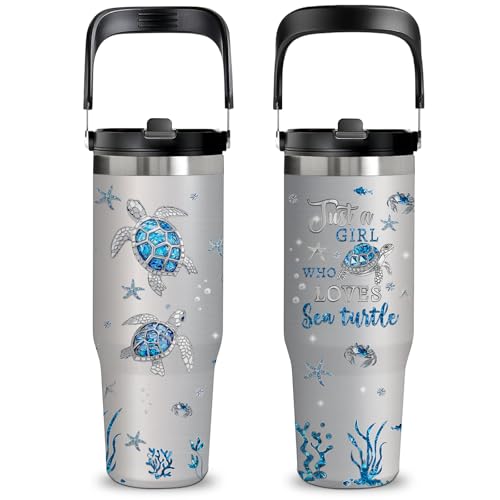 xiiai 30oz Diamond Sea Turtle Tumbler with Handle - Stainless