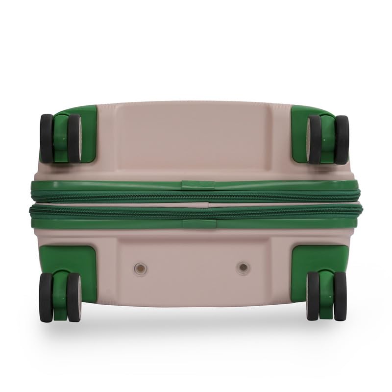Image of United Colors of Benetton Mid Hard Luggage Emerald Plus - Baby Pink | Check-in Trolley Bag with TSA Lock | 360 Spinner Double Wheels | Telescopic Handle | PC Shell Suitcase | 65cm | 82L Capacity