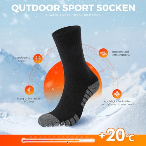FALARY Merino Wandersocken Herren Damen,50% Merinowolle Sportsocken Thermo Socken Gepolstert,Trekkingsocken Outdoor Socken Laufsocken Warme Wintersocken Anti-Blasen 3 Paar – Bild 4