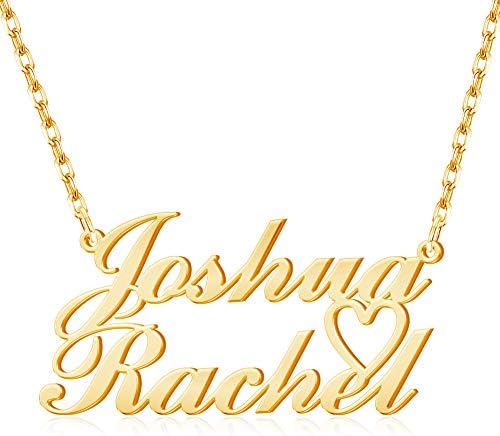 MeMoShe Personalized Name Necklace, 925 Sterling Silver Customized Nameplate Necklace with 14"-22" Chain Custom Pendant for Couples (Style-10)