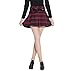 Tanming Women's A-Line Plaid Tartan Skirt Side Zipper (X-Small, Red)