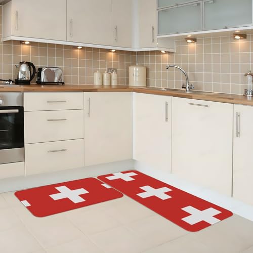 Alfombrillas de cocina para lavandería y recibidor con estampado suizo protector 5