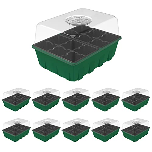 Gardzen 10-Set Garden Propagator Set, Black Seed Tray Kits with
