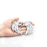 2pcs 3D Wolf Head Metal Emblem Car Motorcycles Side Fender Rear Styling Emblem Badge Decal (Silver)