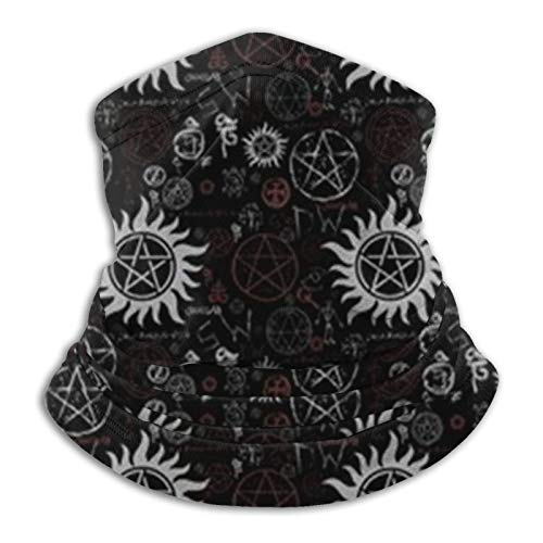 antkondnm Supernatural Symbols Black Face Mask Bandana Headband Neck Warmer Gaiter Head Wrap Scarf Headwear Balaclava for Dust Outdoors Protection