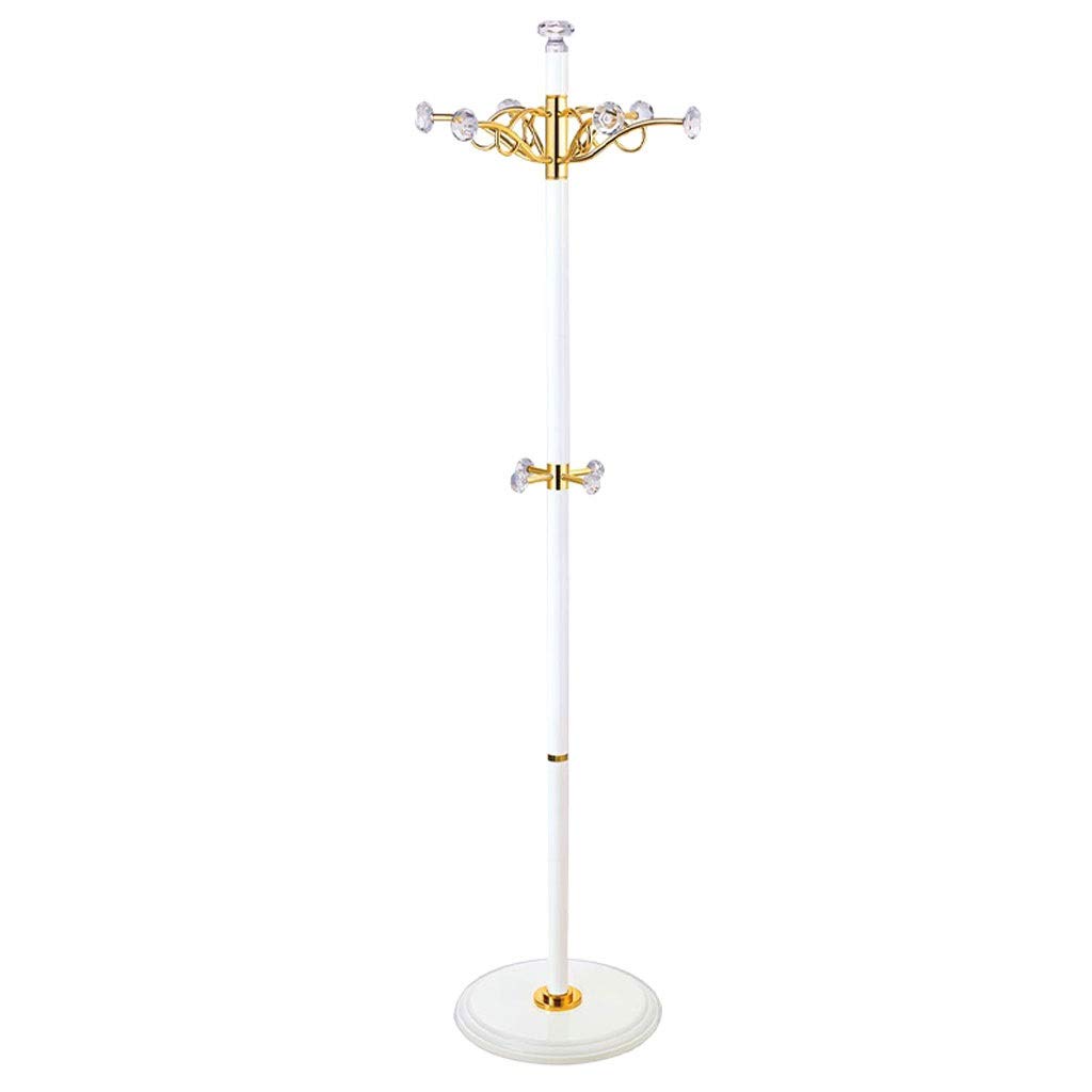 YNBSHGAA Metal Free Standing Entryway Hall Coat Stand with Round Base Hat Clothes Scarves Organizer for Entryway Hallway Coat Shelf,White