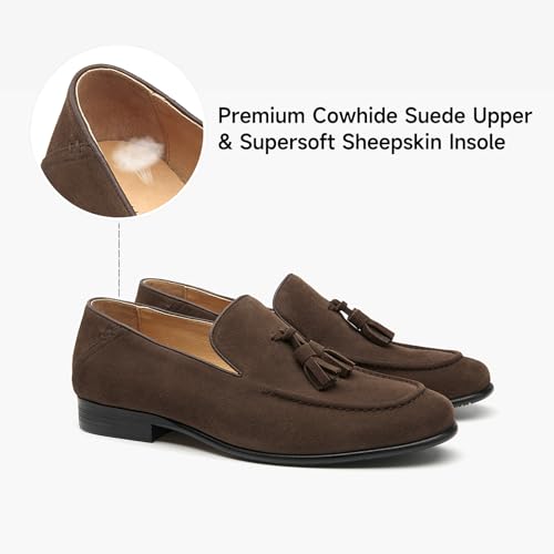 BEAU TODAY Loafers for Men, Genuine Leather Suede Loafers, Lightweight Slip-on Mens Flat Moccasins, Casual Men's Penny Loafers Driving Shoes2