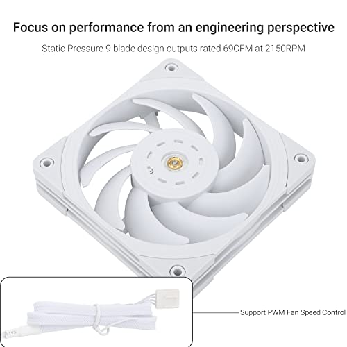 Image of Thermalright TL-B12W 120mm High Performance CPU Fan, S-FDB Bearing, 4-Pin PWM Control, up to 2150RPM Speed, White Static-Pressure Performance Fan,Comes with Red Balancing Clay
