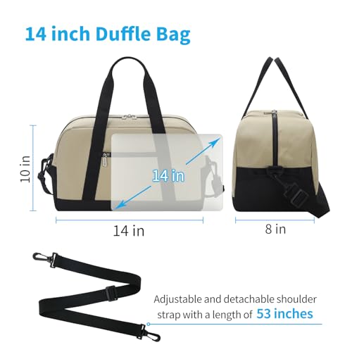 Image of Apenze Small Gym Bag 14 inch lightweight Carry On Mini Duffel Bag for Travel Sport - Camel