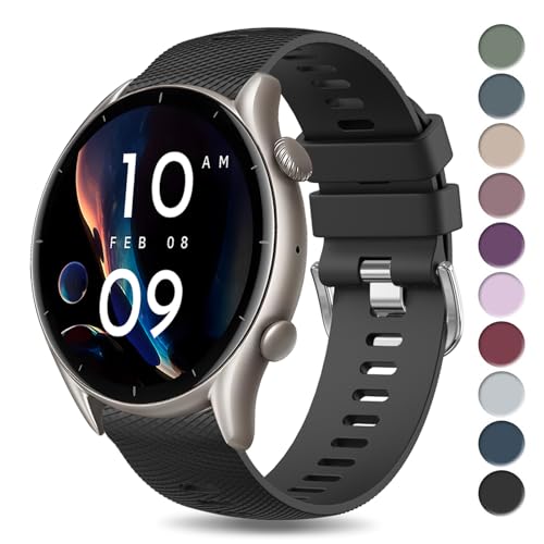 Vancle Cinturino per Amazfit GTR 4 3 2 3Pro/ Stratos 3 2, 22mm Cinturini in Silicone Sportivo per Amazfit GTR 47mm/Pace/Zepp Z