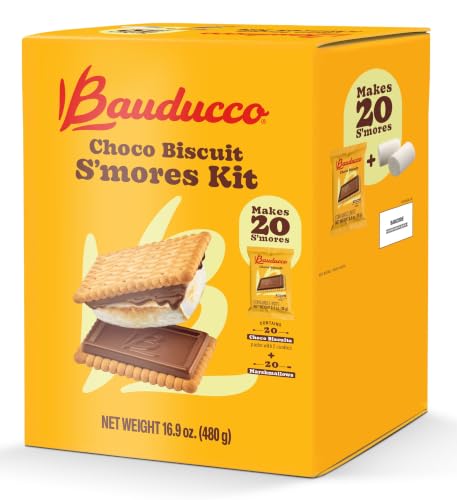 Image of Bauducco Choco Biscuit S'mores Kit - Individually Wrapped Packs with Chocolate Biscuits and Marshmallows for Easy S'mores Making,(20 Count) 16.9 Ounce (Pack of 8)