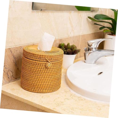 Boîte à mouchoirs tissée marron SOIMISS en matériau synthétique design simple