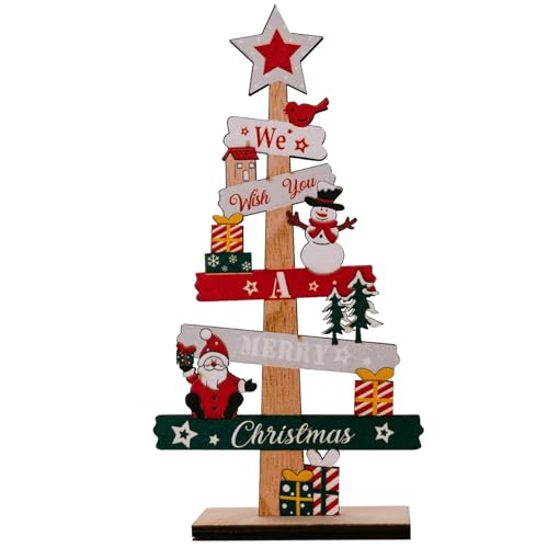 Christmas Tree Snowman Decorations for Home, Tabletop, Wooden Xmas...