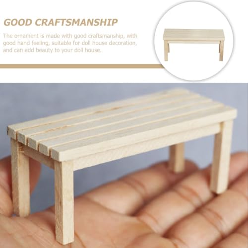 Totority Y2ST10K704216ZYTSNVZ Dollhouse Wooden Garden Bench Miniature: Mini Garden Bench Photo Prop Wooden Fairy Garden Furniture Ornaments Fairy Table Chair thumb #3