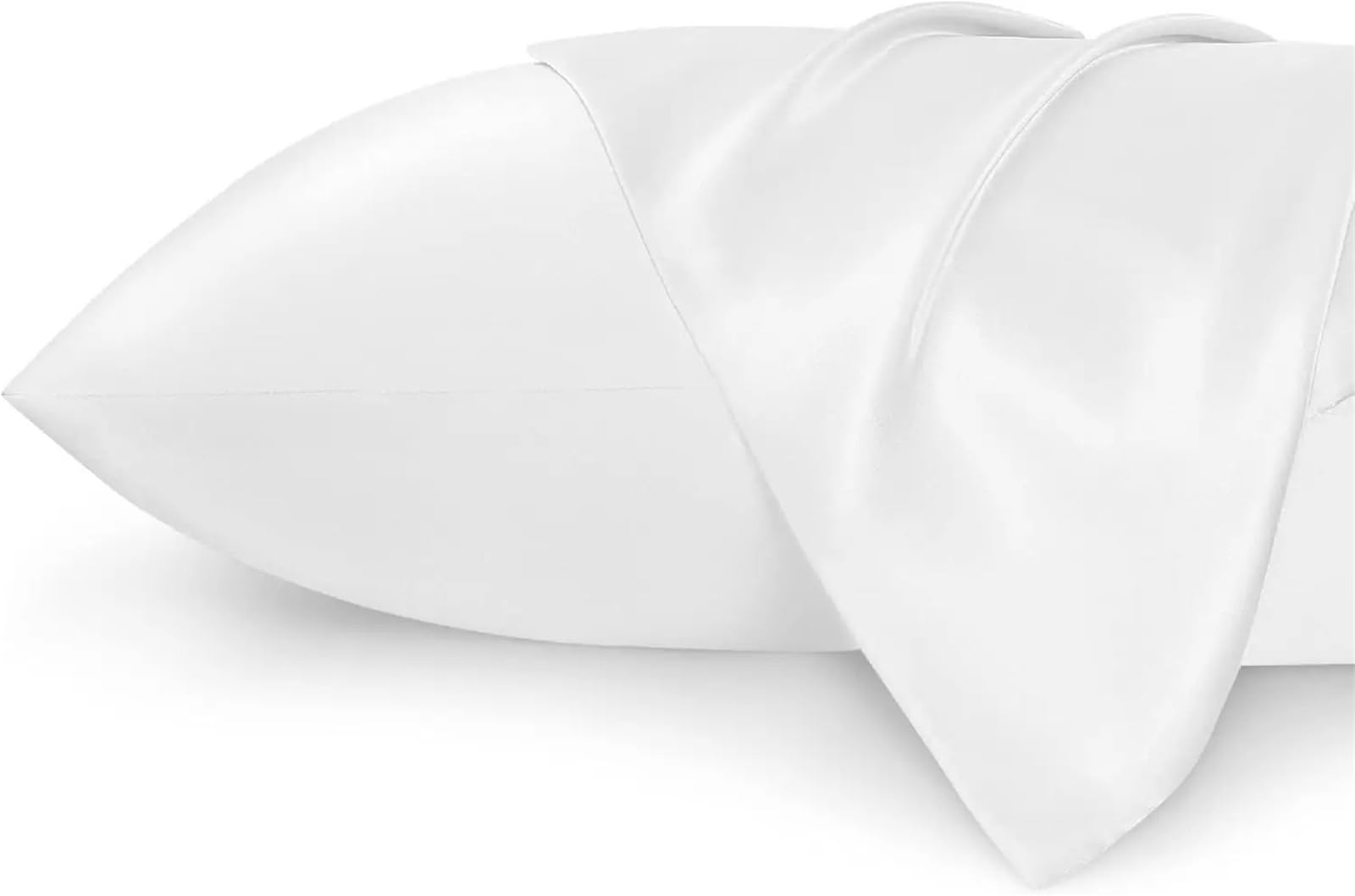 SHBHWS 2pc Satin Pillowcase - Silky Pillow Cases For Hair And Skin With Envelope Closure For Living Room Sofa(WHITE,20x26 IN)