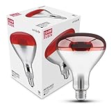 Infrarot Modee Lampada a infrarossi R125 rossa completa (250 W, riscaldante per suini e pollame, Durata massima 5000 ore, Portalampada E27, Lampada stabile) (Rosso 250W)
