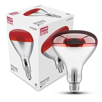 Foto di Modee Lampada a infrarossi R125 rossa completa (250 W, riscaldante per suini e pollame, Durata massima 5000 ore, Portalampada E27, Lampada stabile) (Rosso 250W)