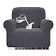 Granbest Stretch Wasserdicht Sofabezug 1 Stück Sofahusse Spandex Jacquard Elastische Couchbezug mit Anti-Rutsch-Schaumstoffe (1 Sitzer, Grau)