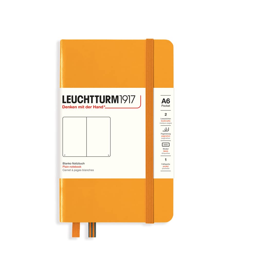 Leuchtturm1917365625 Notebook Pocket (A6), Hardcover, 187 Numbered Pages, Rising Sun, Plain