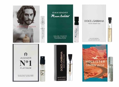 Bellacollection Men's cologne sampler set - Designer perfume sample Lot x 6 Cologne Vials