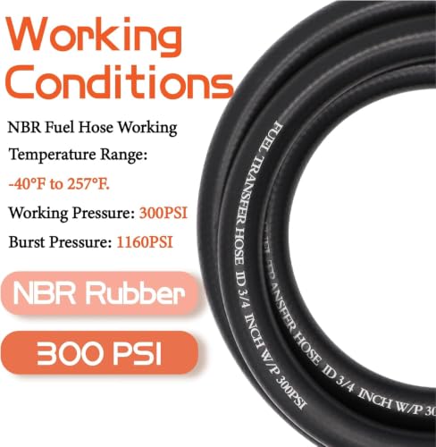 Image of 3 /4 inch Fuel Transfer Hose 20FT,Farm Pump Hose with 2PCS Swivels for Gasoline