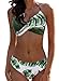 Yutdeng Femme Maillots de Bain Deux Pièces Push-up Maillot de Bain Triangle Slim Classique Floral Bikini Set Chic Taille Haute Plage Bikini Set (Vert,M)