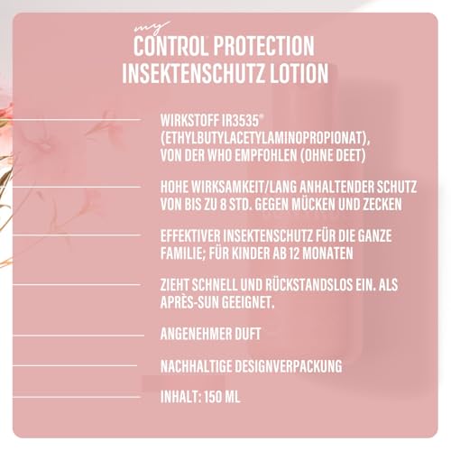 my Control Protection Insektenschutz Lotion l Schutz vor Mücken und Zecken l auch für Kinder, Schwangere und Stillende geeignet