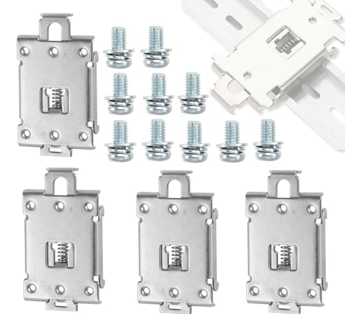 ZXBBTZ 4 Stück Feste Klemmschelle für 35-mm-DIN-Schiene Metall Montageclip Befestigungswinkel Halbleiterrelais Universelle Halterung für Halbleiterrelais, Relais & Kleingeräte im Schaltschrank Robust
