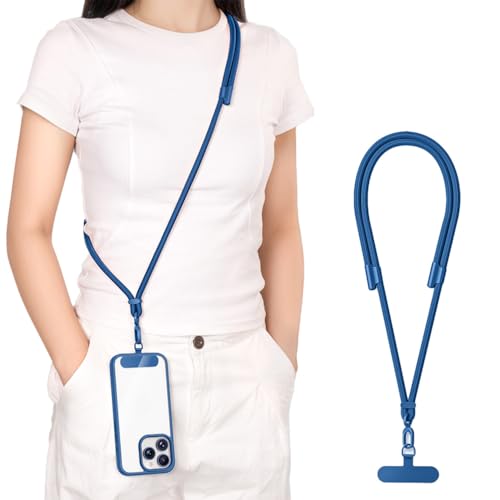 youyaya Cinturino universale per cellulare da appendere, catena per cellulare da appendere, cordino per cellulare, compatibile con qualsiasi custodia, Blu, Taglia unica