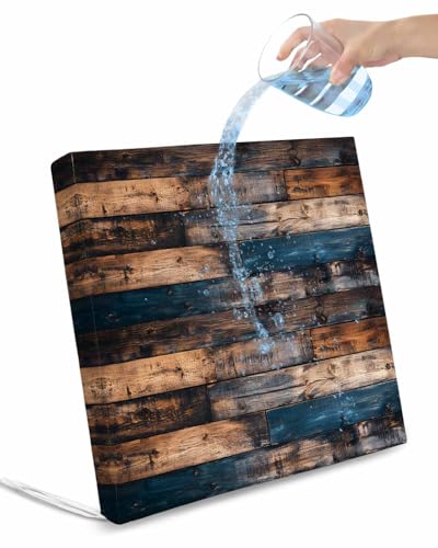 Hokiten Vintage Wooden Outdoor Cushion Chair Cover Set of 2 - Waterproof Couch Seat Covers, Farmhouse Retro Shabby Wood Patio Furniture Protector Cushions Slipcovers for Sofa/RV, 24