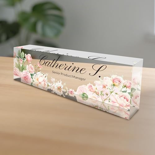 Personalized Desk Name Plate - Chic Design for Women - Thoughtful Gift for Colleagues and Professionals in Any Workplace