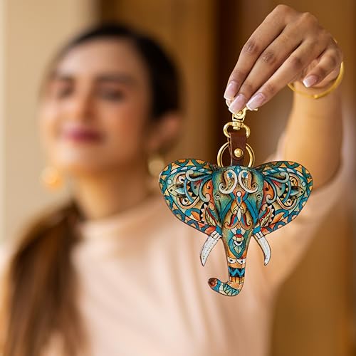 Image of Anuschka Women's Leather Key Charm - Hand-Painted Genuine Leather Charm with Keyring for Easy Attachment - K00