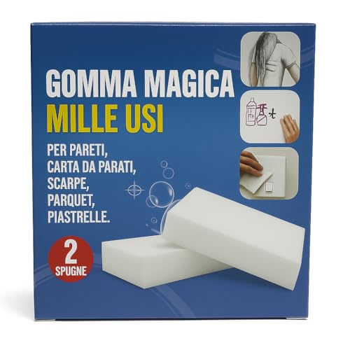 Terryshop74® Gomma Magica Mille Usi – 2 Spugne Rimuovi Macchie senza Detergenti per Pareti, Scarpe, Parquet, Piastrelle, Interruttori e Superfici Domestiche – Spugna Magica Abrasiva