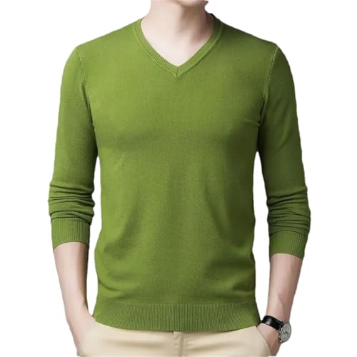 Men Solid V-Neck Bottoming Sweaters Winter Warm Casual Clothes Long Sleeve Basic Knitted Pullovers