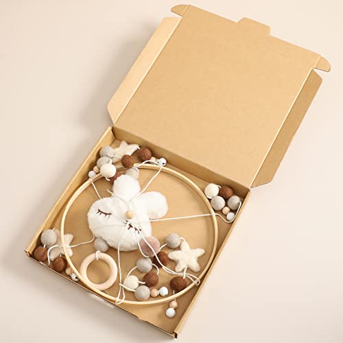 Baby Crib Mobile Wooden Wind Chime Bed Bell,Neutral Baby Crib Mobile,Baby Mobile For Crib,Handmade Baby Mobile,Bunny Baby Ceiling Mobile Baby Nursery Decoration #TOP4