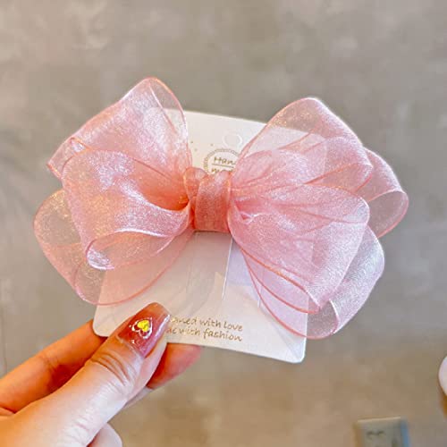 Hot&Sattion 4 Colors 5Inch Hair Bows Clips Large Big Chiffon Ribbon Hair Bows Alligator Clips Hair Accessories For Girls Toddler Kids Children Teens #TOP5