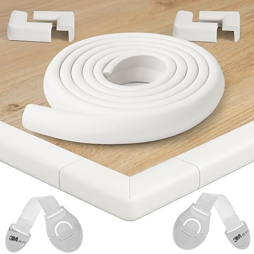 Happy Chlea Coin de Table Protection Bébé – 2,4 m Couverture Totale (Protection Bords et Angles + 4 Protège-Angles), Anti-Choc pour Tables et Meubles + 2...