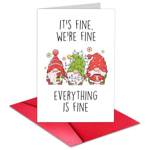 Huokiriki Humorous Christmas Gnome Cards, Funny Xmas Cards for Daughter Son Mum Dad Husband Wife Friends Family Cousin Boyfriend Him Her,Thick card stock, Envelope Included.