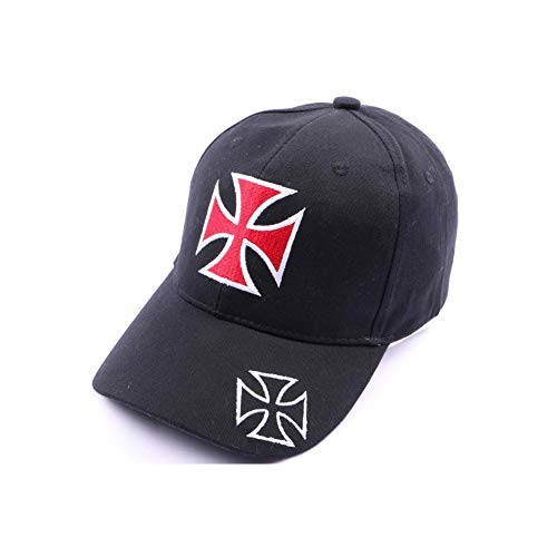 divers Casquette Croix de Malte Noir et Rouge - Taille Unique - Noir