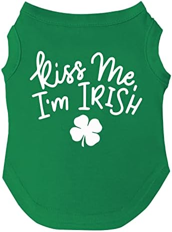Kiss Me I'm Irish Hundehalstuch – 100% Baumwolle, Verstellbar, Für St. Patrick's Day & Partys (Grün, XS)