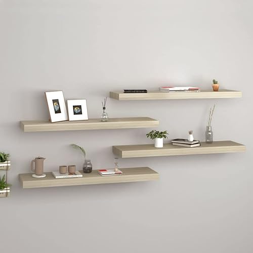 Miniatura 190 de Estantes flotantes de pared, 2 piezas de madera de fibropanel de densidad media gris de 47.2 x 9.3 x 1.5 pulgadas, estante de almacenamiento