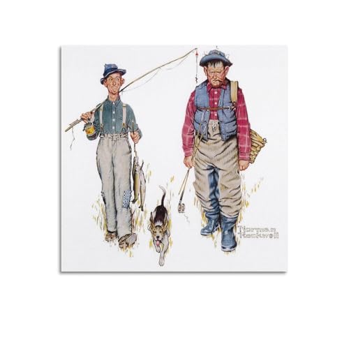 Noṛman Roc-well - Póster impreso en lienzo para decoración de pared, ideal para salas de estar, dormitorios, oficinas y decoración del hogar, 60 x 60 cm