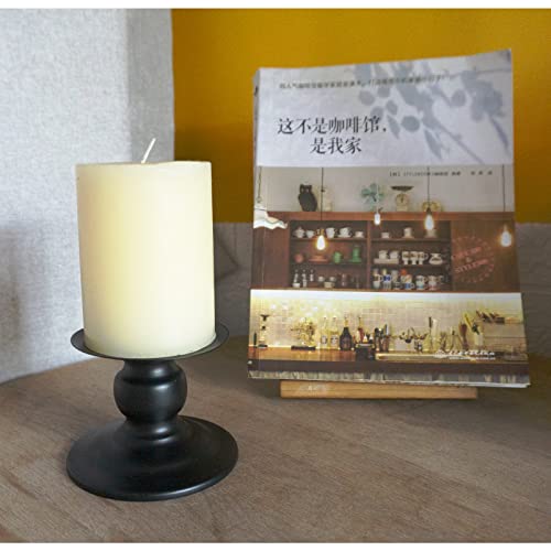 Young&L 2 Pcs Matte Black Candle Holders，Metal Decorative Candle Holders Ideal For Pillar Candles，Bedroom Living Room Fireplace,Wedding Decor, Home Decor Gifts Retro Candleholder #TOP5