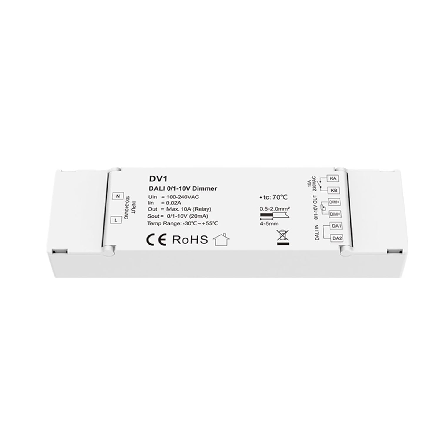 110V-220VAC Input 1CH*10A DALI 0/1-10V dimmer 1 DALI Address DV1 DT5 Dry Contact Output Suitable for SMD Single Color LED Light Strips