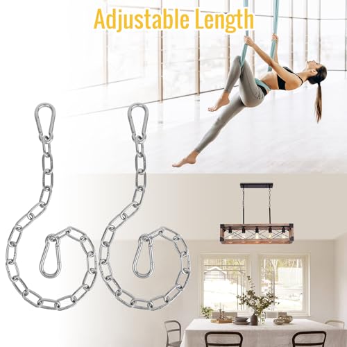 2 Pack 1/5 Inch Heavy Duty Chains, 30 Inch Swing Extension Chain with Carabiners, Adjustable 440LB Metal Hanging Chain for Indoor Outdoor Porch Swing Hammock Chair Punching Bags Gym Machines - Thumbnail 6