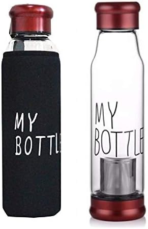 VITARA Glass Water Bottle, 550ml (Blue)